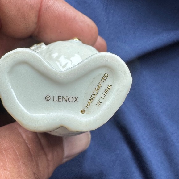 Lenox White‎ & Gold Snowman 24k Gold Accents Holding Tree 4" Christmas Holiday - Picture 3 of 4